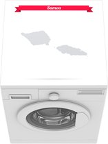 Wasmachine beschermer mat - Samoa illustratie grijze kaart met rode label - Breedte 60 cm x hoogte 60 cm