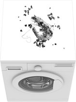 Wasmachine beschermer mat - Garnaal - zwart wit - Breedte 60 cm x hoogte 60 cm