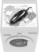 Wasmachine beschermer mat - Een donkergroene jalapeño - zwart wit - Breedte 55 cm x hoogte 45 cm