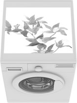 Wasmachine beschermer mat - paarse orchideeën - zwart wit - Breedte 55 cm x hoogte 45 cm