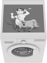 Wasmachine beschermer mat - Een cartoonillustratie van een centaur met een pijl en boog - zwart wit - Breedte 55 cm x hoogte 45 cm