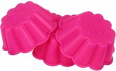 bakvorm bloem 6,7 x 7,5 cm siliconen fuchsia 3 stuks