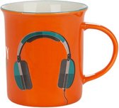 mok koptelefoon 31,2 cl keramiek oranje
