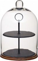 etagÃ¨re 2-laags 22 x 31 cm leisteen/glas zwart 2-delig