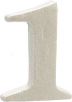 decoratiecijfer 1 10 x 15 x 2 cm polystyreen wit