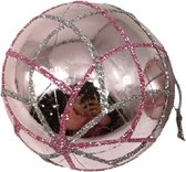 kerstbal Red glans 7 x 8 cm rosÃ©goud/zilver