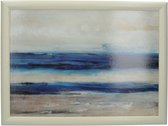 dienblad Blue Absract 44 x 34 cm hout wit/blauw