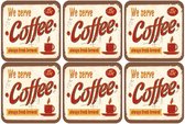 onderzetter Coffee 8 x 8 cm polyester beige 6 stuks