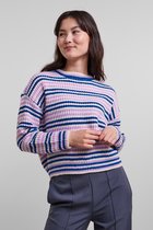 Pieces Trui Pcgina Ls O-neck Knit 17110969 Mazarine Blue/buttercream Dames Maat - S