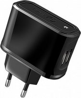 oplader 2 x USB 230V zwart