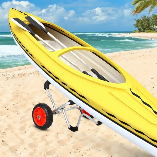 HOMCOM Kayak remorque aluminium bateau remorque pliable peu encombrant PU pneus argent 75 kg A32-011