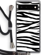 Case Company® - Google Pixel 6 hoesje met Koord - Zebra pattern - Telefoonhoesje met Zwart Koord - Bescherming aan alle Kanten en Over de Schermrand