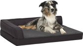 Hondenbed ergonomisch linnen-look 60x42 cm fleece zwart
