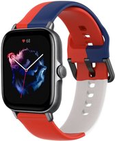 Siliconen Triple Sport bandje - Geschikt voor Xiaomi Amazfit Bip / Bip Lite / Bip S / Bip U / Bip U Pro / Amazfit GTS / GTS 2 / GTS 3 / GTS 4 - Mini bandje - Sport bandje - Rood /