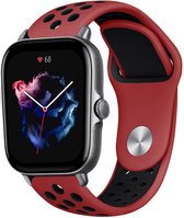 Siliconen Smartwatch bandje - Geschikt voor  Amazfit GTS 3 sport band - rood/zwart - Strap-it Horlogeband / Polsband / Armband