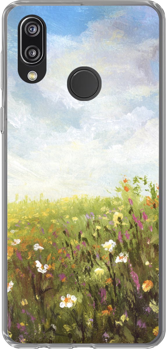 Telefoonhoesje Geschikt voor Huawei P20 Lite (2020) hoesje - Zomer - Bloemen - Olieverf - Siliconen Telefoonhoesje Telefoonhoesje