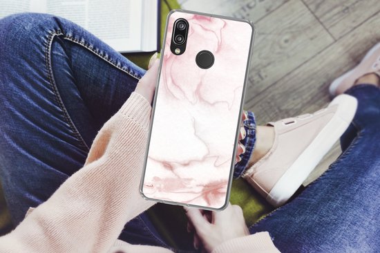 Coque Huawei P20 Lite (2020) - Marbre - Rose - Rouge - Coque de téléphone en Siliconen