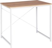 Kamyra® Compact Bureau - Computertafel / Bijzettafel - Tafel geschikt voor werk en Gaming - Werkbank - Licht Eik / Wit 80x60x70