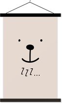 Posterhanger incl. Poster 120x180 cm - Schoolplaat - Quotes - Slapen - Kinderen - Spreuken - Zzz... - Kids - Baby - Textielposter - Zwarte latten