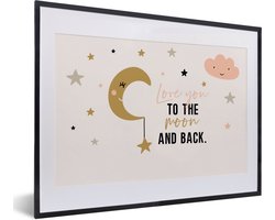 Fotolijst incl. Poster - Quotes - Kinderen - Love you to the moon and back - Spreuken - Kids - Baby - Meisje - 40x30 cm - Posterlijst
