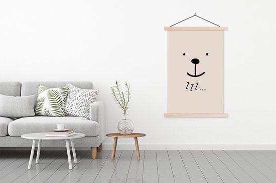 Posterhanger incl. Poster 120x180 cm - Schoolplaat - Quotes - Slapen - Kinderen - Spreuken - Zzz... - Kids - Baby - Textielposter - Blanke latten