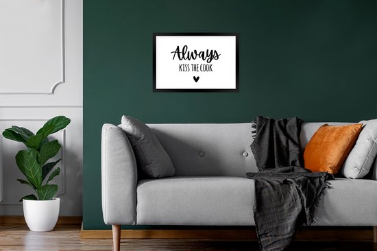 Cadre photo avec affiche - Citations - Cuisine - Coeur - Kok _ Always embrasser le cuisinier - Texte - 30x20 cm - Cadre pour affiche