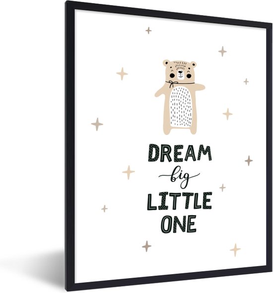 Fotolijst incl. Poster - Quotes - Dream big little one - Kinderen - Spreuken - Kids - Baby - Jongens - Meiden - 60x80 cm - Posterlijst