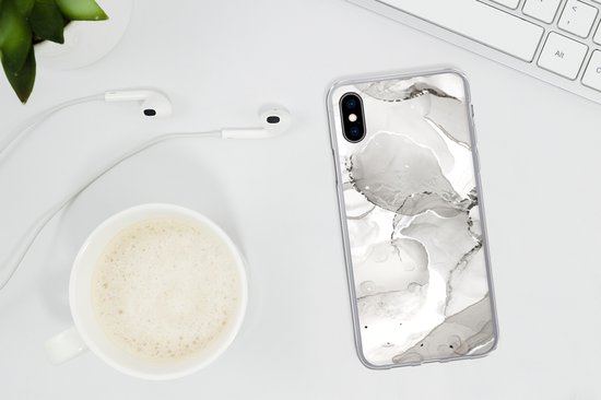 Coque iPhone Xs Max - Marbre - Grijs - Ligne - Coque en Siliconen