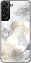 Geschikt voor Samsung Galaxy S22 Plus hoesje - Marmer print - Gouden - Zwart - Siliconen Telefoonhoesje
