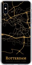Geschikt voor iPhone Xs hoesje - Rotterdam - Kaart - Gold - Siliconen Telefoonhoesje