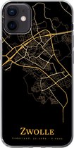 Geschikt voor iPhone 12 mini hoesje - Zwolle - Kaart - Goud - Siliconen Telefoonhoesje