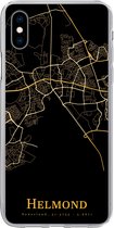 Geschikt voor iPhone Xs hoesje - Helmond - Kaart - Black and gold - Siliconen Telefoonhoesje