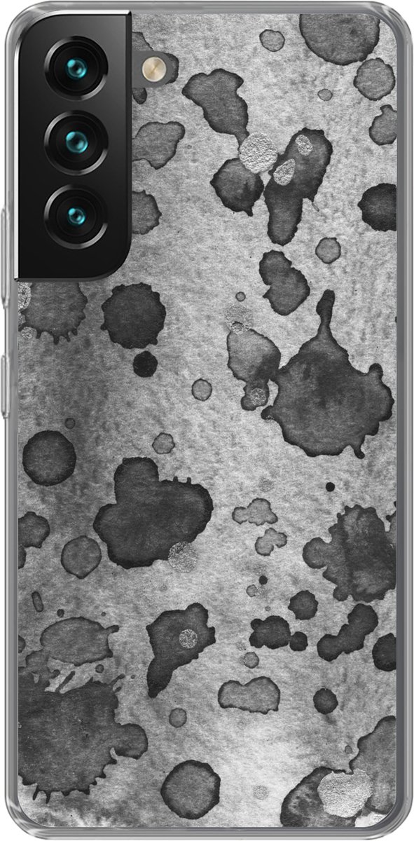 Telefoonhoesje Geschikt voor Samsung Galaxy S22 Plus hoesje - Verf - Grijs - Zwart - Siliconen Telefoonhoesje Telefoonhoesje