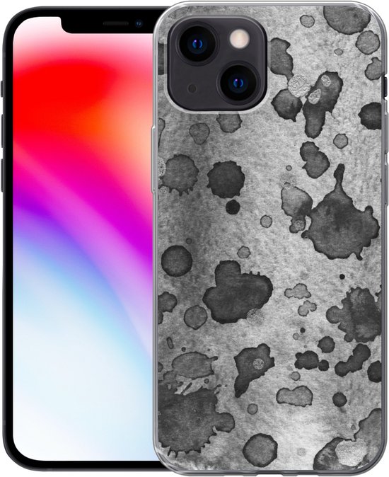 Coque iPhone 13 mini - Peinture - Grijs - Zwart - Coque de téléphone en Siliconen
