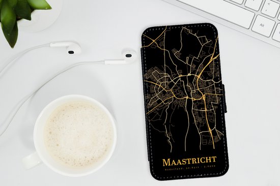 Bookcase pour iPhone 11 Pro Bookcase - Maastricht - Carte - Or - Zwart - Avec compartiments - Étui portefeuille avec fermeture magnétique