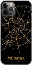 Geschikt voor iPhone 12 Pro hoesje - Münster - Kaart - Goud - Siliconen Telefoonhoesje