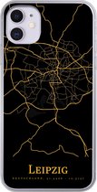 Geschikt voor iPhone 11 hoesje - Leipzig - Kaart - Goud - Siliconen Telefoonhoesje