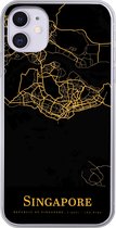 Geschikt voor iPhone 11 hoesje - Singapore - Kaart - Goud - Siliconen Telefoonhoesje