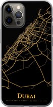 Geschikt voor iPhone 12 Pro hoesje - Dubai - Kaart - Goud - Siliconen Telefoonhoesje