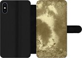 Bookcase iPhone X telefoonhoesje - Goud - Abstract - Verf - Met vakjes - Wallet case met magneetsluiting