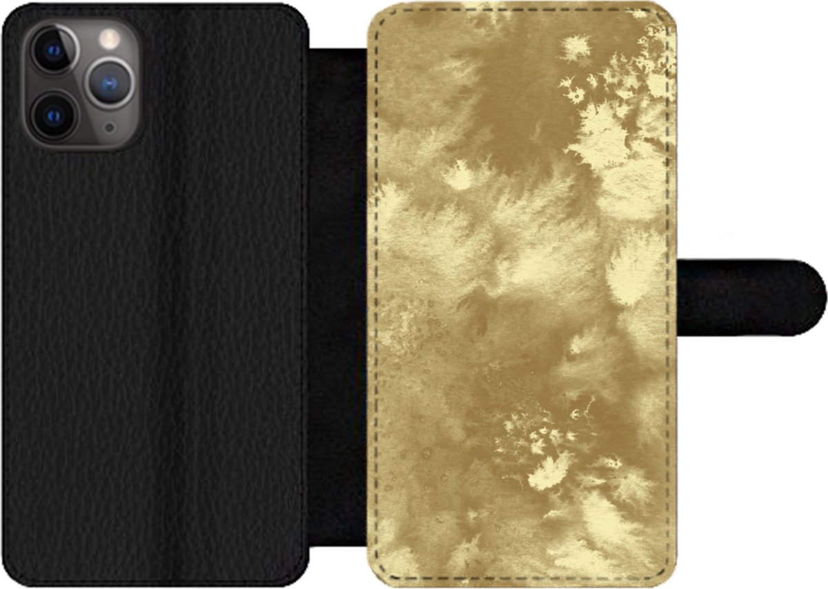 Telefoonhoesje Geschikt voor iPhone 11 Pro telefoonhoesje - Goud - Verf - Abstract - Met vakjes - Wallet case met magneetsluiting