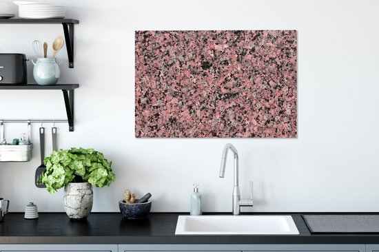 Tableau sur toile Rose - Zwart - Cristal - Granit - 60x40 cm - Décoration murale