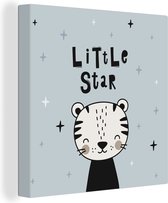 Canvas Schilderij Spreuken - Little star - Quotes - Kids - Baby - Jongens - Meiden - 90x90 cm - Wanddecoratie