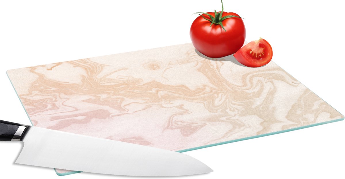 Glazen Snijplank - 28x20 - Marmer - Roze - Patroon - Snijplanken Glas