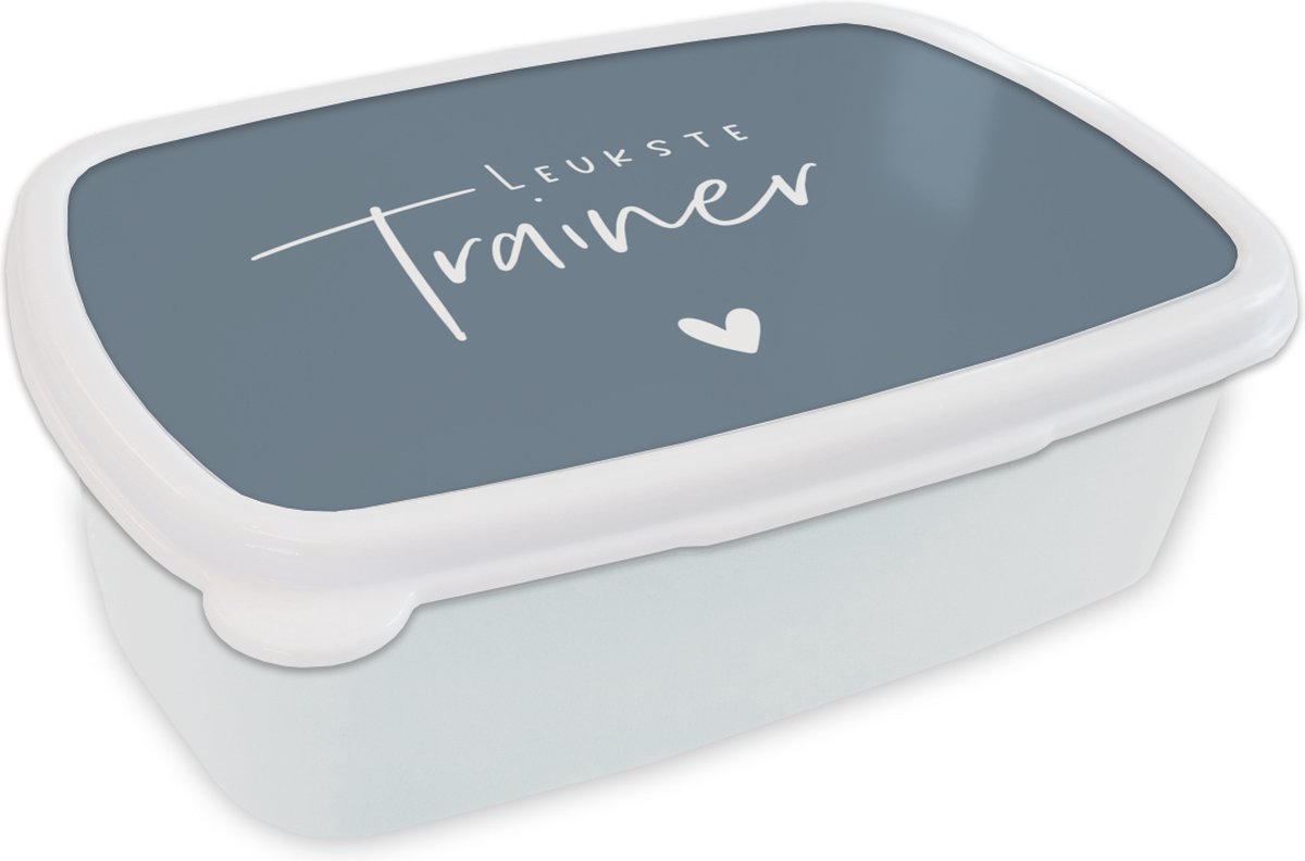 Broodtrommel Wit - Lunchbox - Brooddoos - Quote - Trainer - Hartje - 18x12x6 cm - Volwassenen