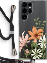 Case Company® - Samsung Galaxy S22 Ultra hoesje met Koord - Floral bouquet - Telefoonhoesje met Zwart Koord - Bescherming aan alle Kanten en Over de Schermrand