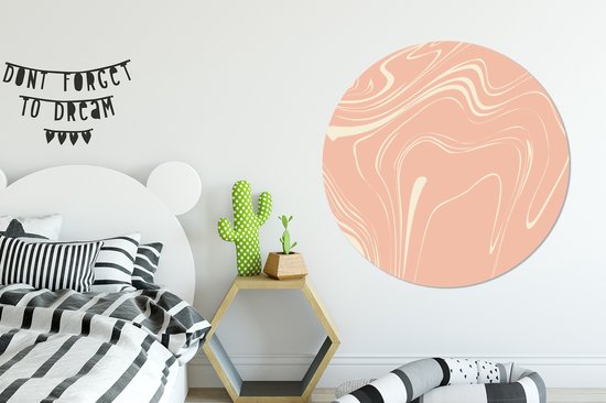 WallCircle - Wandcirkel - Muurcirkel - Marmer - Zalm - Patronen - Aluminium - Dibond - ⌀ 120 cm - Binnen en Buiten XXL