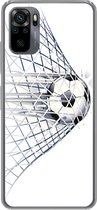 Geschikt voor Xiaomi Redmi Note 10 hoesje - Een illustratie van een voetbal die het doel in gaat - Jongetjes - Meisjes - Kids - Siliconen Telefoonhoesje