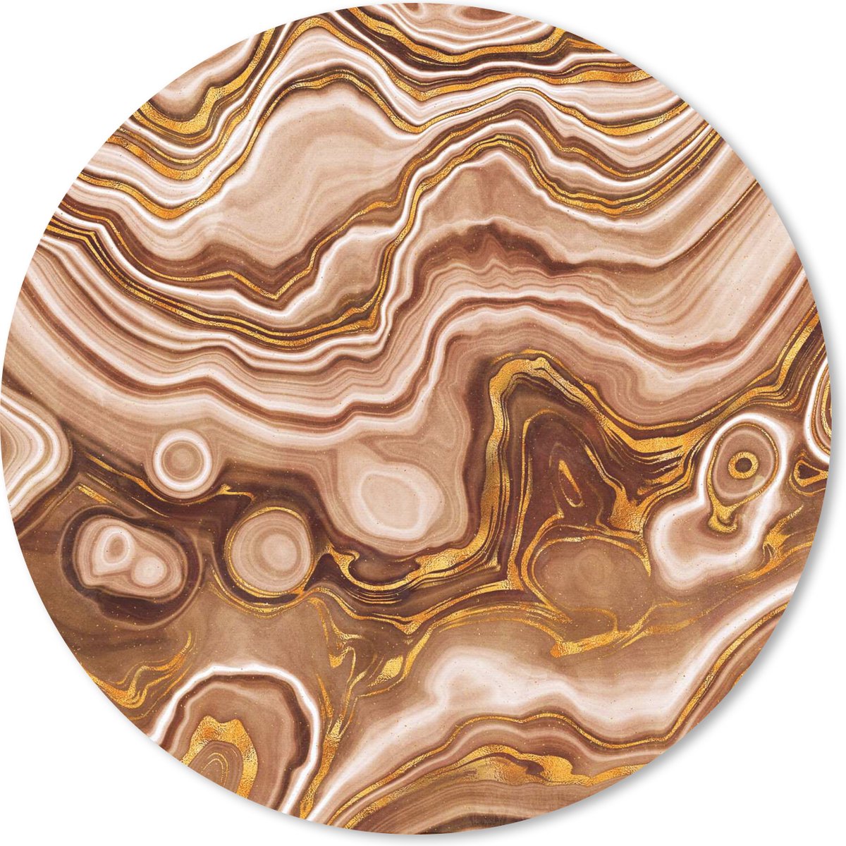 Muismat rond 40x40 cm - Mousepad Marmer - Bruin - Cirkel - Ronde muismatten