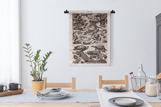 Tapisserie murale - Tissu mural - Reptiles - Animaux - Zwart - Wit - 60x80 cm - Tapisserie